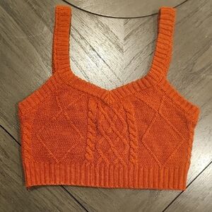 Vibrant Orange Knit Crop Top